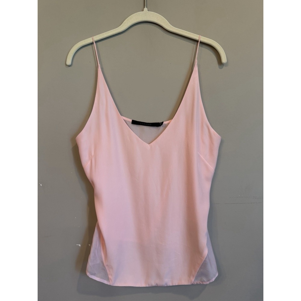 J Brand Lucy Navy Pink 100% Silk V-Neck Cami Tank Top JB000520 Womens Med